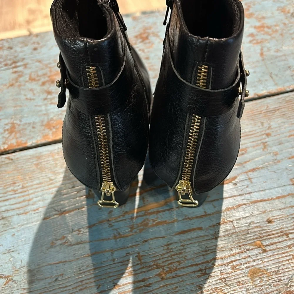 b.o.c born Black richardson double zipper ankle boot 9.5 Leather Buckle Strap - Picture 4 of 8